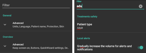 Preferences filter