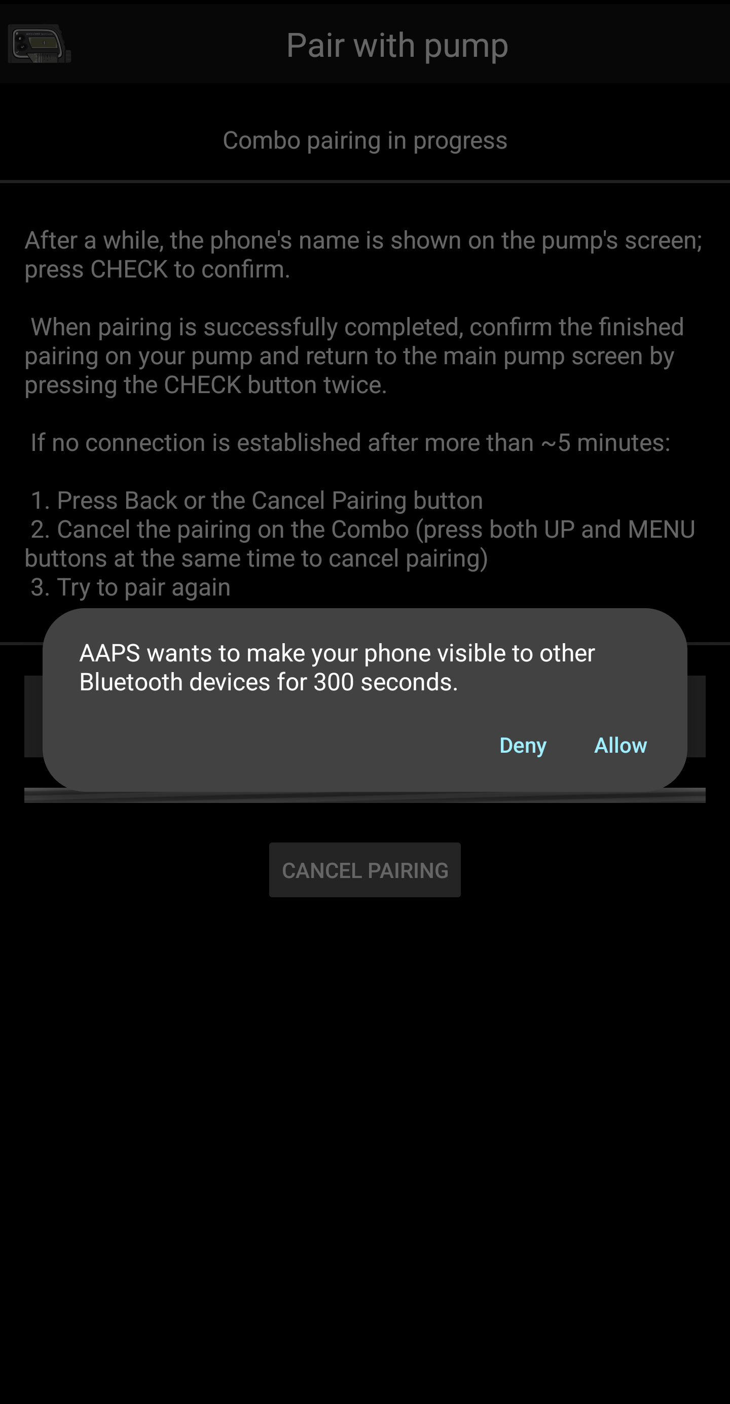 Screenshot of Combo Pairing UI 2