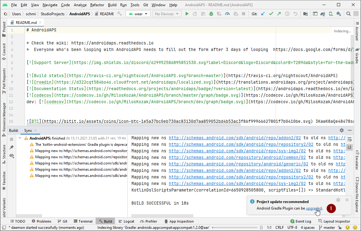 No gradle update